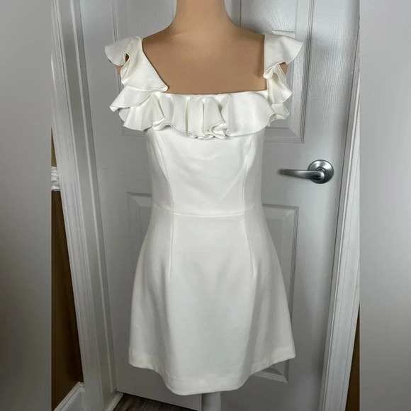 French Connection Whisper‎ Ruffle Square Neck Dress New Size 6 - Picture 12 of 14
